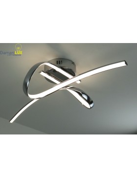 Plafoniera cromata design moderno onde luminose 4000K led