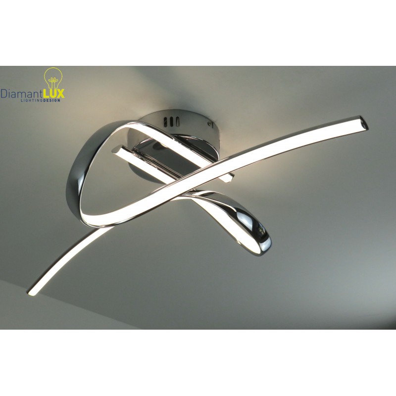 Plafoniera cromata design moderno onde luminose 4000K led